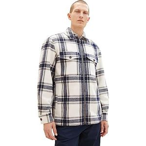 TOM TAILOR Flanel geruit herenjack met teddybont in binnenvoering, 32517 - Beige Wool Check, M