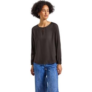 Street One - Dames Blouse - Bruin - Ronde Hals met Uitsnijding