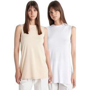 DeFacto Oversized crop tops voor dames, klassiek basic shirt voor dames, comfortabel oversized shirt voor vrouwen, ecru, XL