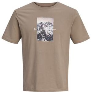 JACK & JONES Heren Jcopoint Photoprint Tee Ss Crew Neck FST, Desert Taupe, XS, Woestijn Taupe, XS