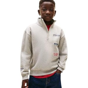 Tommy Hilfiger MULTI PRINT HALF RITS SWEATSHIRT KB0KB10336 Sweatshirt met ritssluiting voor jongens, GRIJS (Mid Grey Heather), 3 jaar, Grijs (Mid Grey Heather), 3 jaar