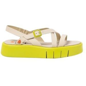 Art 1853 Malaga platte damessandalen, crème-pistacho, maat 38, crèmekleurig, pistache, 38 EU