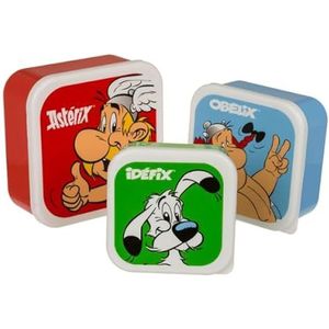 Out of the blue Asterix Obelix & Idefix Broodtrommel, lunchbox, lunchbox, vesperbox, kunststof, set van 3