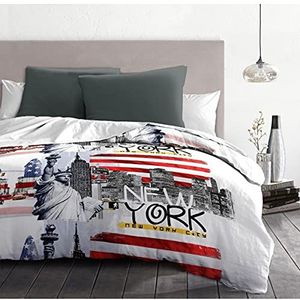 Home Linge Passion Dream in New York HP61854 beddengoedset, 3-delig, microvezel, wit/rood/grijs, 220 x 240 cm