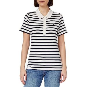 Tommy Hilfiger S/S polo's voor dames, Bretonse Stp W Wit/Woestijnhemel, M