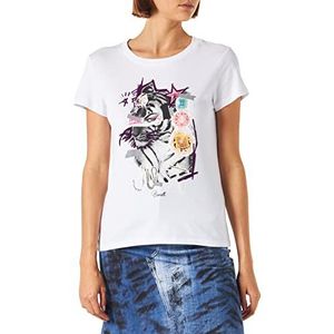 Just Cavalli Dames T-Shirt, 100 Wit, XL