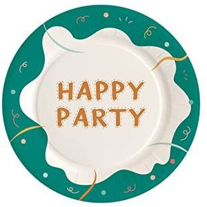 10 borden van composteerbaar karton diameter 23 cm Happy Party