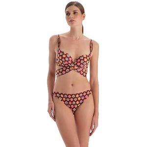 Dagi Brown Fashion Knitted Underwire Full-Cup Bikini Half-Padded Fixed Strap Bikini Top, Bruin, 40, bruin, 40