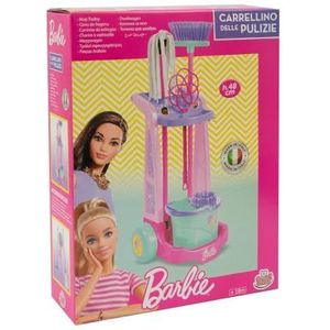 Grandi Giochi - BAR47000 Barbie reinigingswagen met bezem, mop en emmer
