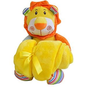 Hug Me 3830047238657 pluche 26 cm babyspeelgoed met deken kleine leeuw, 90 x 70 cm, geel