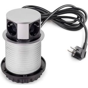 Stopcontacten - Vertikal Push - Multi-Stekkertoren - Zwart - Plastic/Aluminium