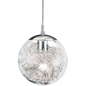 Eglo Luberio Hanglamp, 1-lichts, modern, chroomkleurig en met helder glas, eettafellamp, woonkamerlamp, met E27-fitting