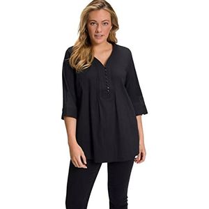 Ulla Popken Dames grote maten plus size tuniek, bubble kwaliteit, 3/4-mouwen zwart 62-64, zwart, 62-64