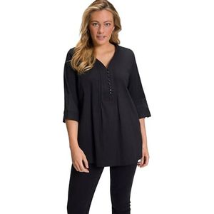 Ulla Popken Dames grote maten plus size tuniek, bubble kwaliteit, 3/4-mouwen zwart 58+ 797450100-58+, zwart, 58