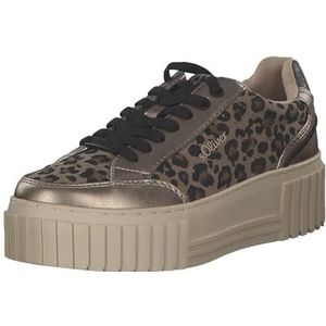 s.Oliver Plateausneakers voor dames met veters, veganistisch, luipaard, 40 EU