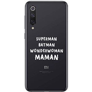 Zokko Beschermhoes voor Xiaomi Mi 9 SE Superman Batman Wonderwoman Maman – zacht, transparant, witte inkt