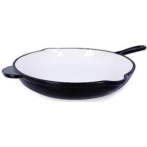 ECHTWERK Gietijzeren braadpan met emaille coating, ovenpan met twee handgrepen en schenktuit, geschikt voor oven, grill, BBQ en inductie, Ø 26,5 cm, zwart