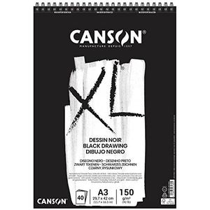 CANSON XL Dessin Noir, zwart tekenblok, DIN A3, 40 vellen, 150 g/m²