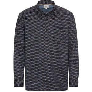 camel active Herenhemd met lange mouwen en minimale print, donkerblauw/rood, XXL