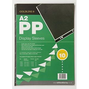 Clairefontaine - Ref PDSA2Z - Goldline transparante display-mouwzakken (Pack van 10 zakken) - A2-formaat (610 x 450 mm), 6 gaten, 150 micron dik, PVC-materiaal