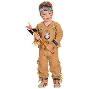 Widmann - Kinderkostuum indianen, bovendeel, broek, riem, hoofdband met veren, wilde vesten, carnaval, themafeest
