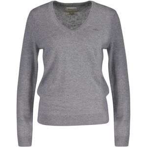 GANT - Extra Fijne Lamswol - Gemengd Grijs - Sweater