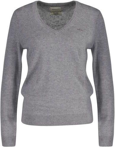 GANT Extra fijne lamswol met V-hals, gemengd grijs, M