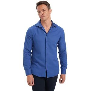 DeFacto Vrijetijdshemden en klederdrachthemden, klassiek heren shirt, indigo, XL heren, Indigo, XL