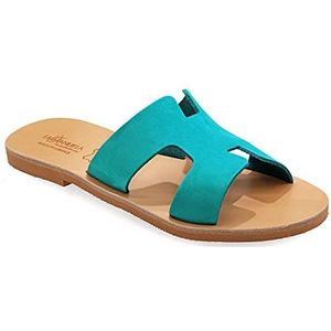 EMMANUELA handcrafted for you Eugene Slide Damessandaal, turquoise, 40 EU