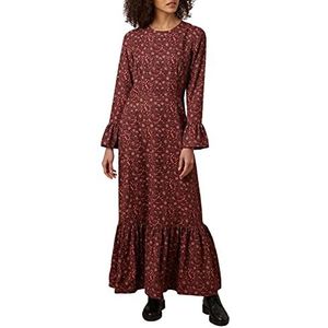 People Tree Dames V&A Glendale Maxi Jurk Business Casual, Bourgondië, 16, Bourgondy, 42