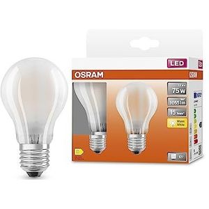OSRAM LED STAR KLASSISK A75 LED LAMP til E27-stik, pæreform, GL FR, 1055 Lumen, Warm White (2700K), udskiftning til konventionelle 75W pærer, ikke dæmpbar, 6-pack