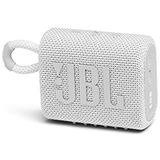 JBL GO 3 draadloze, draagbare Bluetooth luidspreker met geïntegreerde lus voor onderweg, USB C-oplaadkabel, wit