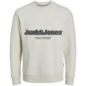 JACK&JONES JUNIOR Jorlakewood Sweat Crew Neck Bf Jnr Sweatshirt voor jongens, Moonbeam/Detail:jj Print/Loose Fit, 128 cm
