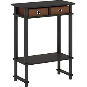 Furinno Hoge-brede consoletafel voor de gang met bak, bewerkt hout, espresso/bruin, 29,49 (D) x 59,79 (B) x 77,8 (H) cm