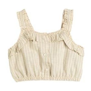 Koton Meisjes Crop Blouse Strappy Ruffle and Button Detail, Beige Streep (0s5), 11-12 Jaar