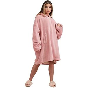 OHS Hoodie Deken Giant Fleece Draagbare Deken Gezellige Pluche Coral Sherpa Oversized Jumper Ultra Zacht Sweatshirt Met Zakken, Blush Pink