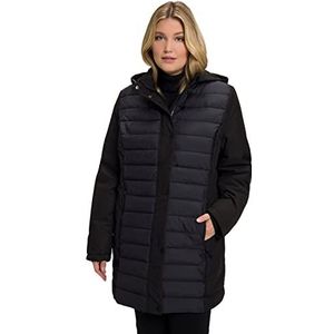 Ulla Popken Functionele jas voor dames, gewatteerd met capuchon, waterafstotende jas, zwart, 42/44 grote maten