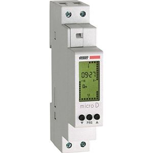 Vemer VE758100 Micro D Digitale tijdschakelaar met dagprogrammering van DIN-balken, lichtgrijs