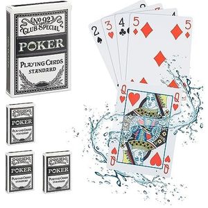 Relaxdays pokerkaarten, 4 decks à 54 kaarten, incl. joker, waterdicht, geplastificeerde speelkaarten, bridge, kleurrijk