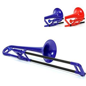 PBONE 700639 MINI-trombone met mondstuk en tas, blauw