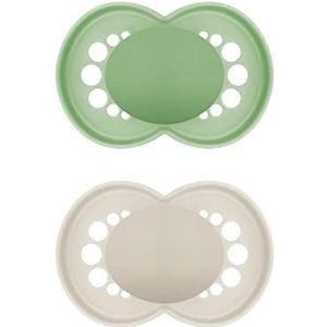 MAM Original Pure fopspeen, set van 2, tandvriendelijke babyspeen van duurzaam & biobased materiaal, speen gemaakt van MAM SkinSoft siliconen, met fopspeendoos, 6-16 maanden, KLEUR