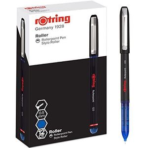 rOtring Rollerball Pen | Needle Point (0,5 mm) Rollerpoint voor nauwkeurig schrijven | Blauwe inkt | 12 Count