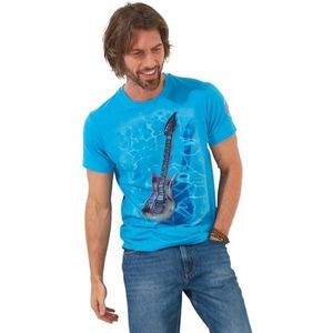Joe Browns Heren opblaasbare gitaar grafische korte mouw ronde hals T-shirt, blauw, M, Blauw, M