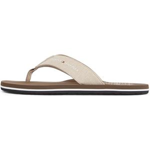 Tommy Hilfiger Heren Chambray Beach Sandal Fm0FM05570 Flip Flops, Beige, 40 EU