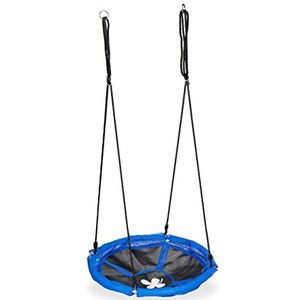 Relaxdays nestschommel, Ø 90 cm, voor kinderen & volwassenen, verstelbaar, tot 100 kg, outdoor schommel, zwart/blauw