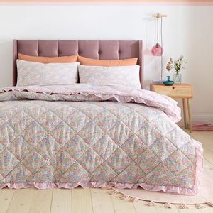 Catherine Lansfield Darcy Floral Omkeerbare Bedsprei 220x230cm Roze