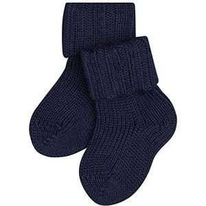 FALKE Uniseks-baby Sokken Flausch B SO Katoen Wol Dik eenkleurig 1 Paar, Blauw (Dark Navy 6370), 62-68