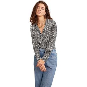 DeFacto Dameshemd van katoenweefsel met lange mouwen, zwart, 3XL