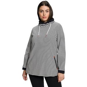 Ulla Popken - Sweatshirt - Zwart/Wit - Met Capuchon - Gestreept
