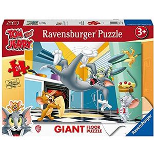 Ravensburger Puzzel: Tom en Jerry, puzzel, 3 jaar of ouder, kinderpuzzel 3 jaar, kinderpuzzel, Ravensburger puzzel, cadeau voor kinderen van 3 jaar, Jigsaw, vloerpuzzel, 24 stukjes, 70 x 50 cm